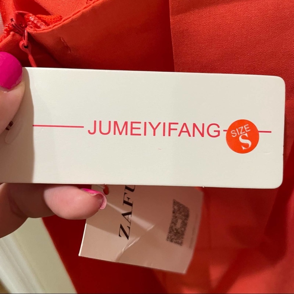 Jumeiyifang A Line Mini Dress Orange Size Small - Picture 5 of 5
